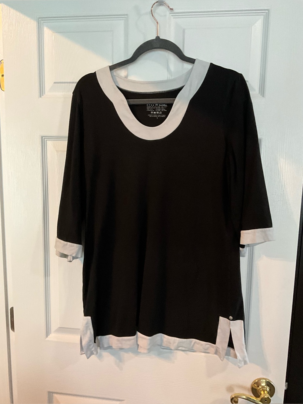 Neon Buddha Black Tunic Top with White Trim